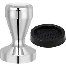 51 Mm Espresso Tamper Made Of Stainless Steel, Matched With 58 Mm Silicone Mat, Coffee Pressing Accessory For Espresso Beverage Preparation. - Silver - View 9