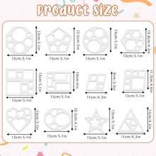12PCS Geometric Stencils Set, Reusable Drawing Templates With Circle Square Heart Star Shapes, DIY Painting Craft Tools, Art Supplies For Kids Classroom Projects - Multicolor - View 5