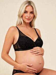 Hart & Haze Black Lace Mesh Front Clasp Adjustable Strap Comfortable Nursing Bra - Black - View 3