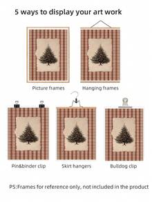 1pc Frameless Vintage Christmas Tree Pattern Cottagecore Holiday Wall Art Dorm Bedroom Apartment Decor Back To School Funky Posters Dorm Essentials - Christmas Tree - View 6