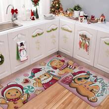 1/2/3pcs Christmas Theme Kitchen Rug, Flannel Kitchen Rug Comfortable Soft Absorbent Non-Slip Machine Washable With Non-Slip Backing Multi-Functional Home Floor Mat Suitable For Doorway Living Room Bedroom Kitchen Dining Room Bathroom Laundry Room Patio Entryway Entrance Mat Holiday Christmas Decoration Rug - Multicolor - View 7