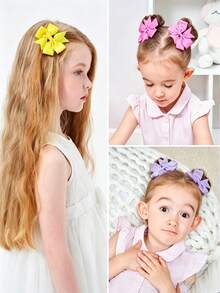60/40pcsGirls Multicolor Solid Grosgrain Bow Hair Clips Set, Sweet Matching Pair Bow Hairpins, Cute Hair Accessories For Kids Daily Dress‑Up Party - Multicolor - View 2