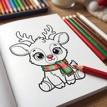 1pc Christmas Tracing Book, Cartoon Line Art Coloring Book, Fill-In-The-Blanks Book, Drawing Book, Painting Book, Coloring Book, Student Art Supplies - Multicolor - View 4