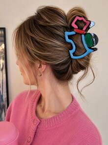 topshiny 2 buah Jepit Rambut Belakang Kepala Wanita Motif Anjing Lucu dan Manis dengan Garis Berongga Warna Kontras, Aksesori Rambut Serbaguna untuk Bepergian dan Bergaya Mewah - MultiWarna - View 3