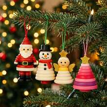 Button Christmas Tree Ornament Set, DIY Christmas Button Ornament Making Kit, Button Snowman Craft Set, Includes Christmas Snowman/Santa Claus/Angel, Christmas Tree Gift - Multicolor - View 9