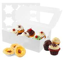 6 cajas de magdalenas con ventana automática, 20 Pcs de cajas de magdalenas de 24x16x7.5cm, cajas de panadería para magdalenas - Ver 9