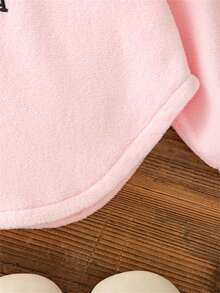 Autumn/Winter Toddler Girls Simple Letter Embroidered Stand Collar Casual Sports Pullover Sweatshirt, Versatile Outdoor Wear - Pink - View 5