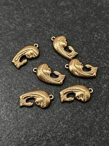 6pcs Vintage Style 3D Stainless Steel Praying Virgin Mary Pendant 18k Gold Religious Figure Charm DIY Necklace Earring Accessories - Yellow Gold - View 2