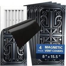4pcs Home Chinese Traditional Geometric Pattern Enhanced Magnetic Flux Cover, 8"X15.5" Trimmable And Fully Sealed, Suitable For Floor, Air Conditioner And Ceiling Vents, Suitable For RV And Home HVAC Vents, With Noise Reduction Function, Adhesive Vent - Dark Grey - View 11