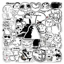50Pcs Funny Black And White Meme Stickers Aesthetics Scrapbook Stickers Pack Comic Style Humor Work Stickers Vinly Waterproof Stickers For Water Bottle,Computer,Laptop,Phone,Luggage,Notebook,Fridge - Multicolor - View 2