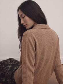 100% Merino Wool Sweater, Warm Knitted Polo Neck Top, Soft And Skin-Friendly, Brown, Autumn/Winter - Brown - View 3