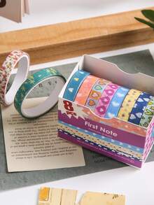 8 Rolls/Box Vintage Washi Tape, 0.7cm Wide DIY Handbook Tape, Suitable For Student Stationery, Diary And Album Decoration, A Gift For Friends - Multicolor - View 7