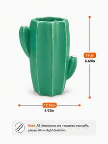 1pc Green Cactus Vase, Creative Cactus Shaped Flower Holder, Decorative Tabletop Vase For Living Room Bedroom Dining Table Shelf Boho Home Decor - New - View 8