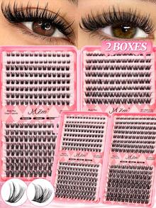 2‑Styles 400‑Cluster D‑Curl Lash Extension Kit, Mixed 8‑16mm Length Individual False Lashes, Beginner‑Ready For Daily, Parties & Music Festivals,Must-Haves For Halloween And Christmas Pair With Colored Lashes For A Doubled Effect. - C - View 9