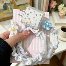 Floral Pattern Charger And Cable Protection Set, Durable Apple 18-20W Charging Cable Protective Case, Anti-Breakage Cable Organizer - Multicolor - View 7