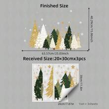 1pc/2pcs/3pcs Christmas Tree Static Cling Window Sticker, Luxury Gold White Green Xmas Tree With Golden Star , Decor For Home, Shop,Indoor Xmas Party - Multicolor - View 12