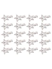 2pcs Women's Star Metal Bangs Clips, Casual Short Hair Hair Clips, Date Side Clips, Five-Point Star Pair Clips, Simple Versatile Star Hair Clips For Women Side Bangs Clip - Silver - View 12
