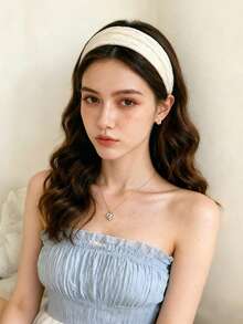1pc Women's Solid Color Wide Headband, Multiple Colors Available, Suitable For Commuting, Travel And Daily Face Washing - Multicolor - View 3