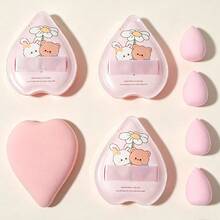 4/8pcs Heart Shaped Makeup Puff Set, Soft Beauty Sponge For Foundation, Wet & Dry Use Face Cosmetic Applicator - Multicolor - View 8