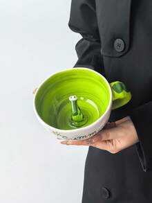 1pc Highly Attractive "Summer Warm Sun Crocodile" Ceramic Coffee Mug, Ins Cute Personalized Creative Niche Design Embossed 3D Crocodile Decor Mug, Large Capacity Cup, Exquisite, Perfect Gift - Multicolor - View 6