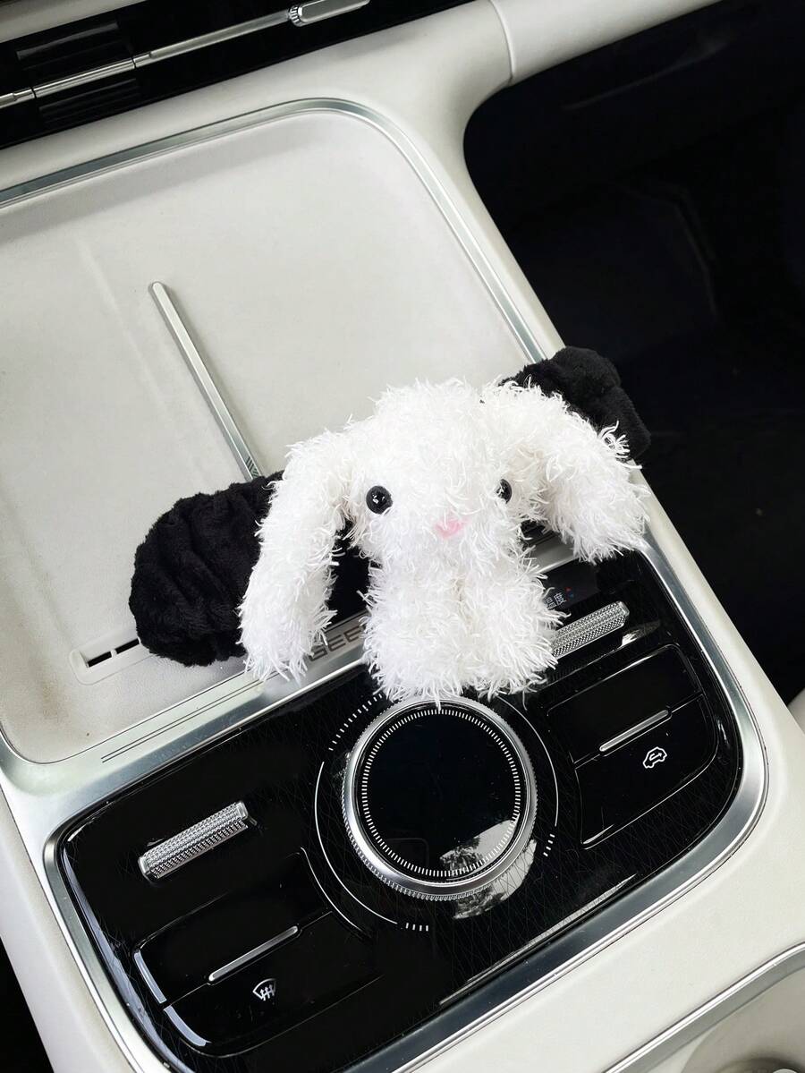 Cute Rabbit Car Rearview Mirror Cover, Interior Mirror Sleeve Decoration, Universal Reflective Mirror Cover, Cartoon Car Accessory - A - View 1