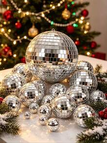 18/24/32pcs Disco Ball Set, Shiny Disco Ball, Reusable Disco Decoration Ball, Mini Disco Ball, Suitable For Cake Decoration, Party, Bar, Holiday Decoration (Silver) - A - View 3