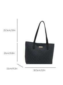 Men's Vintage Checkered Tote Bag Large Capacity Business Briefcase Shoulder Bag Multifunctional Work Office Laptop Handbag For Daily Commute Travel - Black - View 7