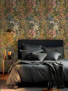 Floral Pattern Self-Adhesive Wallpaper, Bohemian Style Wallpaper, Removable Waterproof Green Petal Design, Suitable For Bedroom, Bathroom, Home Wall - Multicolor - View 9