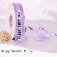 Happy Birthday Chiffon Ribbon ~ Bow Ribbon Packaging For Bouquet, Clothing, Cake, Gift Box - Multicolor - View 10