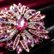 1pc Luxury Fashion Floral Brooch Women Elegant Exaggerated Flower Brooch Accessory Party Pin - Violet Purple - View 6