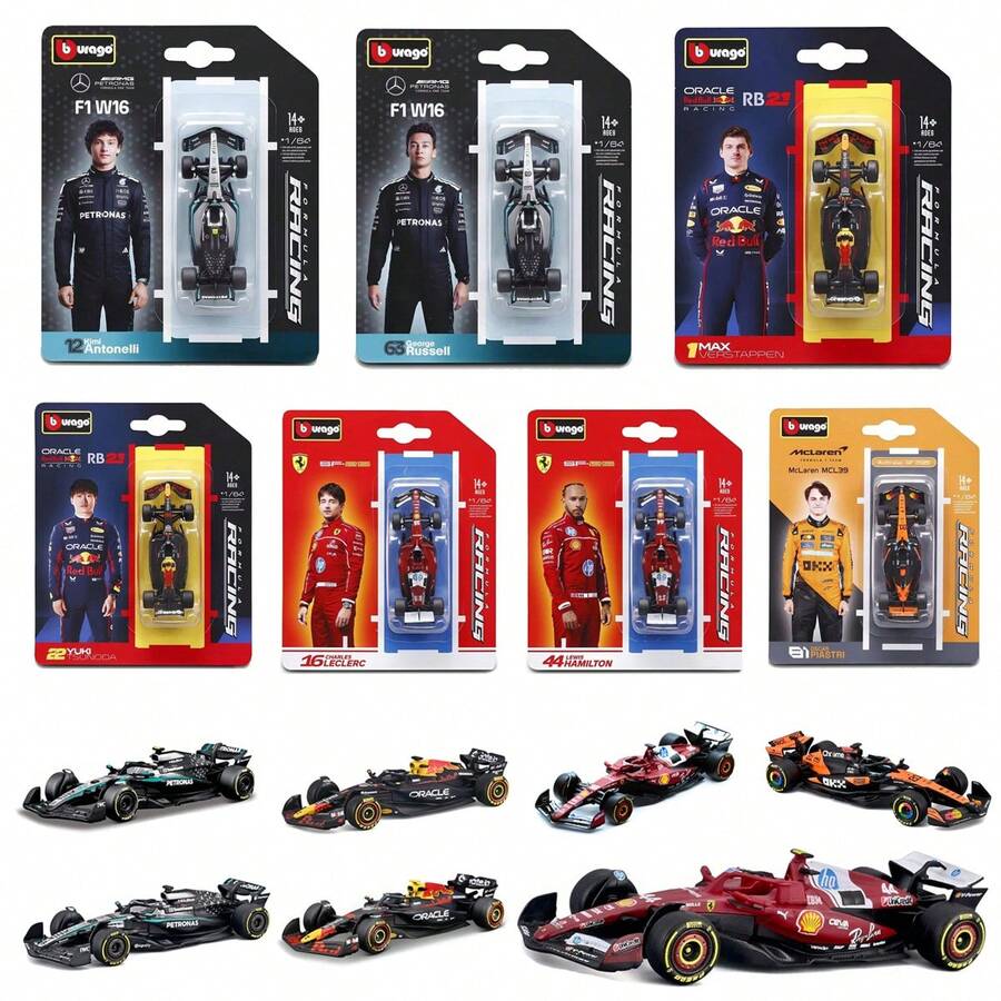 2025 New Arrival Bburago F1 1:64 Diecast Racing Car Model – Ferrari SF25, Red Bull RB21, Mercedes-AMG W16 E Performance, McLaren MCL39 Alloy Model Gift For F1 Fans - Multicolor - View 1
