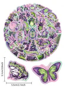 50PCS Purple Green Witchy Forest Holographic Star Aesthetic Stickers, Cottagecore Magic Nature Vinyl Decals For Scrapbook Phone Journal Laptop Water Bottle DIY Adults Party Suppliers - 1 Set - View 2