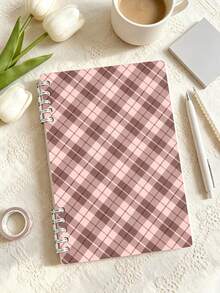 Campus Style Pattern Notebook, Vintage Plaid Cover Student Writing Office Record Diary - Ideal Choice For Back To School Supplies, Learning Supplies - Perfect Gift For Students - Exquisite Storage And Planning Notebook, Very Suitable For Daily Use And Organization. Pattern Randomly Cut - Multicolor - View 2