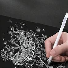 12pcs Neutral Fine Tip Sketching Fluorescent Pens, Large Capacity Disposable Artist Black Paper Drawing Design Illustration Art Supplies - A - View 7
