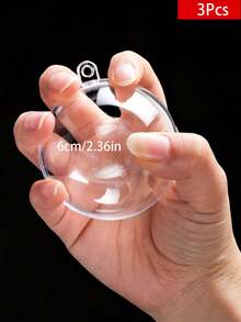 3pcs Clear Acrylic Decorative Balls, Reusable Handmade Balls For Christmas Tree New Year Holiday Decoration, Transparent Fillable Christmas Tree Ornaments, Wedding Party, DIY Decoration, Create Festive Home And Party Atmosphere - Transparent - View 8