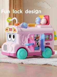 Toddler Bus Toy Interactive Activity Bus With Touch Function, Shape Matching And Animal Pop-Up Toy, Travel Toy, Sensory Toy, Children's Toy, Montessori Toy - Multicolor - View 12