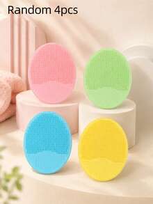 4pcs/2pcs/1pc Small Silicone Facial Cleansing Brush, Baby Shampoo Brush, Blackhead Remover, Soft Round Hair Washing Brush (Random Color) - Multicolor - View 11