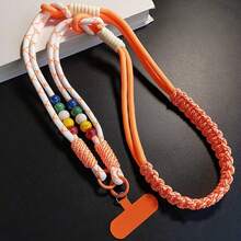 1PC Dopamine 3-In-1 Wooden Bead Colorblock Braided Phone Lanyard, Long Adjustable Crossbody Neck Wrist Strap, Multi-Functional Outdoor Hiking Portable Travel Shopping Bag Case Camera Shoulder Strap New Arrival - Multicolor - View 12