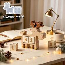 2pcs DIY Clay Mold Christmas 2-Piece Set Reindeer Calendar Block Silicone Mold Set, Resin Silicone, Home Decor, Handicrafts, Plaster Cement Mold, Reusable, Easy To Demold, Holiday, Birthday Gift. Silicone Mold For Casting. - Silicone Mold - View 3