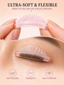 YSEN'S 10PCS/5 Pairs Self-Adhesive Lash Lift Pads, XS-XL 5 Sizes, Shell-Shaped Soft Flexible Silicone Lash Lift Shields, Easy To Clean & Reusable, With Storage Case - Baby Pink - View 6