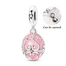 1 Pieces Original 925 Sterling Silver Colorful Easter Eggs Charms For Women Open & Close Design Cubic Zirconia Inlay Fits Original Bracelet DIY Making - Multicolor - View 13