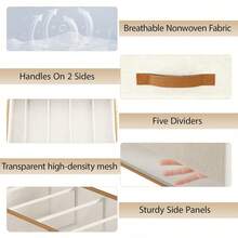 Handbag Storage Organizer Box With Transparent Window And Leather Handle, Fabric Divided Storage Bin, Multi-Compartment Closet Bag Organizer, Suitable For Handbags And Mini Bags - Multicolor - View 5