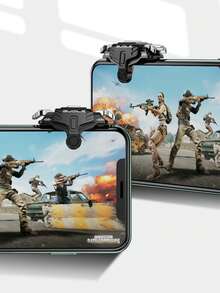 1 Pair GT02 Mobile Game Trigger Buttons, High‑Sensitivity Electrostatic Shooting Triggers, Zero‑Latency 4‑Finger Gaming Accessory For IOS & Android FPS Shooting Games, Light‑Use Only, Prone To Wear & Looseness Under Heavy Frequent Pressures - Black - View 10