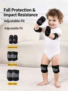 Baby Crawling Protective Gear Set, Unisex - Black - View 6