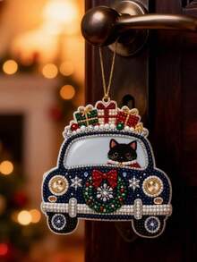 Custom Photo Car Pearl Painting Set, DIY 3D Diamond Painting Hanging Decor, Christmas Tree Home Decoration, Handmade Gift, Suitable For Pet Lovers Women Girls - Multicolor - View 10