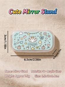 Cartoon Phone Desktop Stand Slouchy Vertical Phone Holder With Back Adhesive Foldable Phone Stand With Mirror 2-In-1 Cute Makeup Mirror Phone Support Stand For Girls Essential For Outings Portable For Touch-Ups Convenient To Carry Perfect Gift For Girls Phone Decoration Accessory Birthday Gift Party Favor - Multicolor - View 5