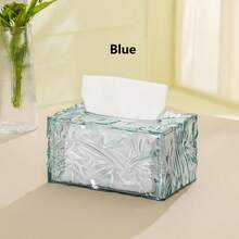 1pc Luxury Style 3D Embossed Texture Tissue Box, Transparent Decorative Napkin Holder, Large Capacity Napkin Storage Box, Suitable For Bathroom, Living Room, Bedroom Home Aesthetic Decor - View 10