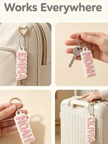 客製化姓名鉛筆鑰匙圈，彩色 3D 字母吊飾，個性化背包裝飾，可愛禮品配件 - 彩色 - 查看 4