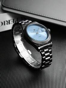 RICECGO Unisex Quartz Watch With Adjustable Black Strap, Round Dial, Casual Sports Fashion Design, Suitable For Daily Wear And Birthday Gift - Black - View 10