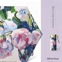 Floral Oil Painting Mini Flat Folding Umbrella, UPF50+ UV Protection Windproof Reinforced Ribs, Water‑Repellent Dual‑Use Sun Rain Pocket Umbrella, Lightweight Portable Compact Umbrella For Travel Outdoor Commute Beach - Aesthetic Oil Painting Umbrella - View 13